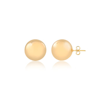 18K Gold Layered Oro Laminado 13 mm Stud Ball Push-Back Earrings 21.0168